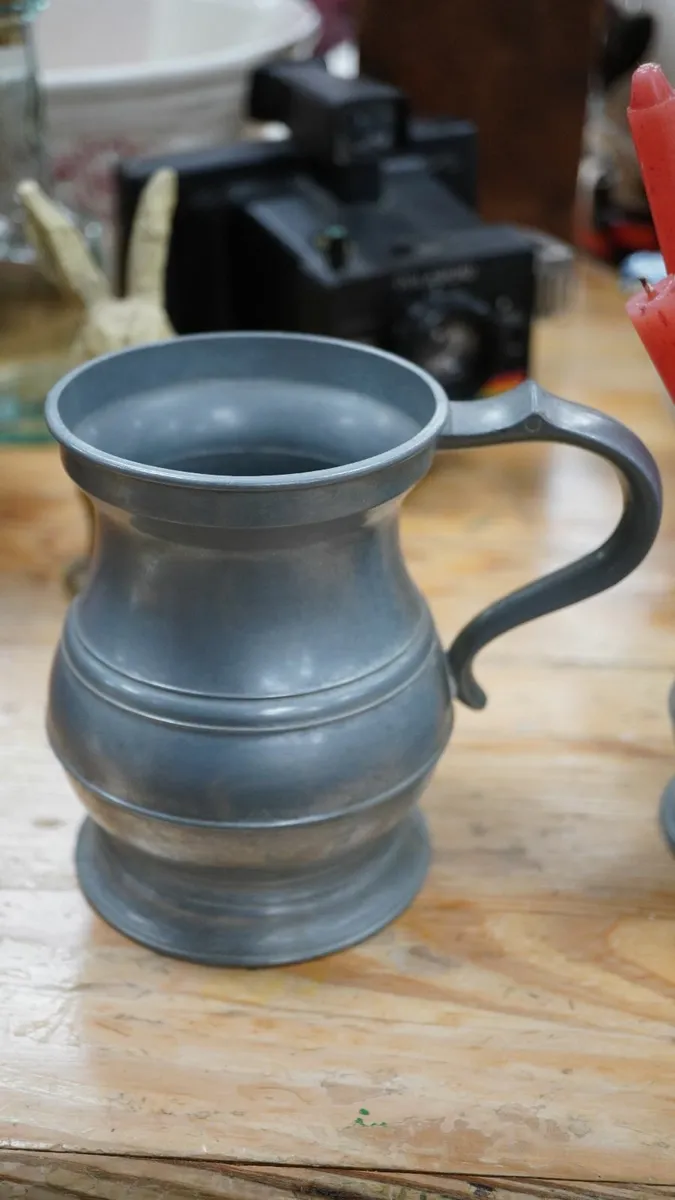 Vintage Set of 5 Pewter Mugs - Image 2