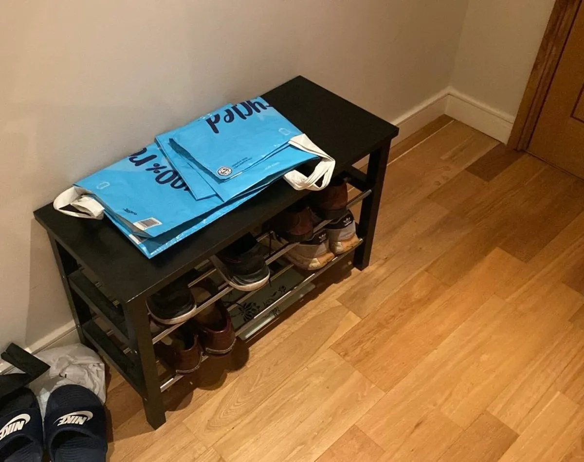 Black bench with shoe storage - Image 1