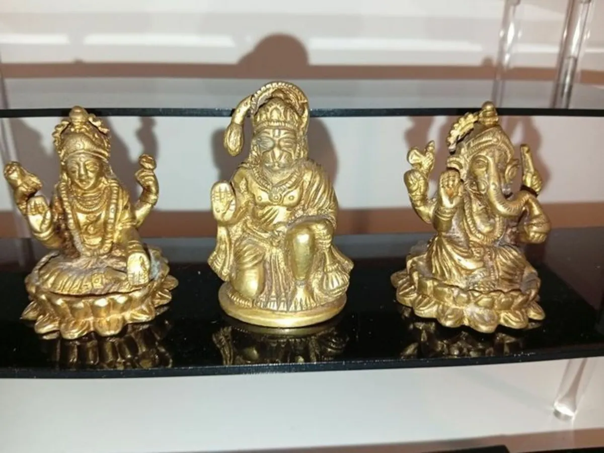 Vintage Brass hindu God Collection Hanuman Lakshmi - Image 1