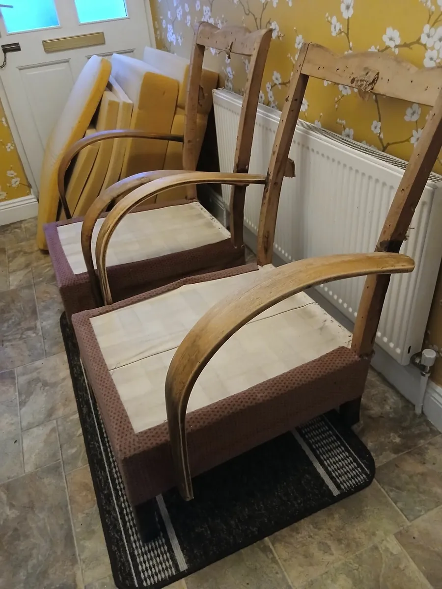 2 Mid Century Bentwood Armchairs for Restoration. - Image 1