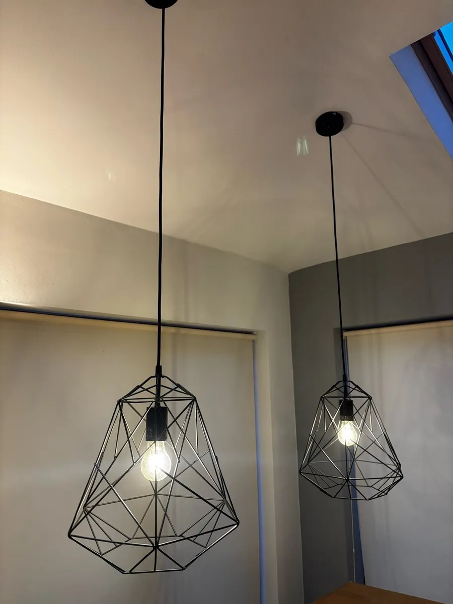 Pendant cage style black  pendant lights x 2 - Image 2