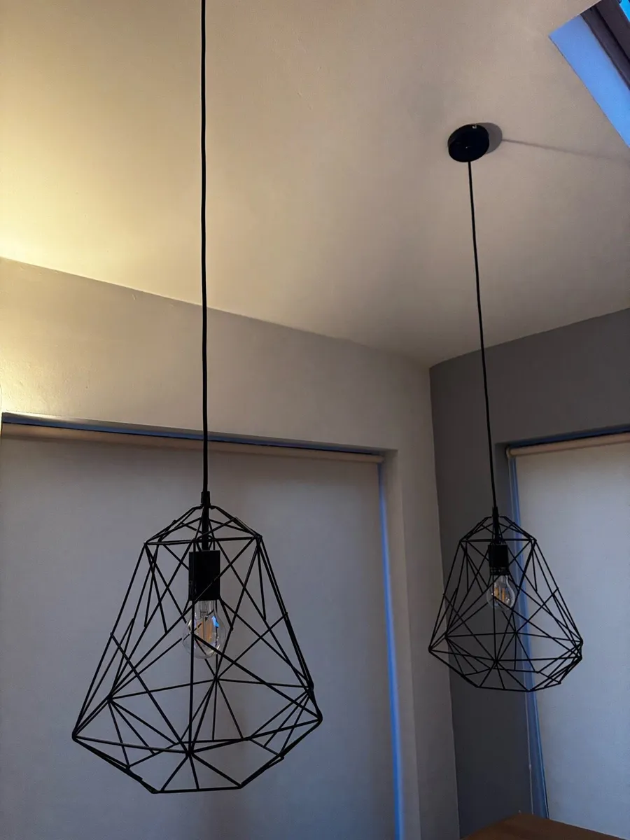 Pendant cage style black  pendant lights x 2 - Image 3
