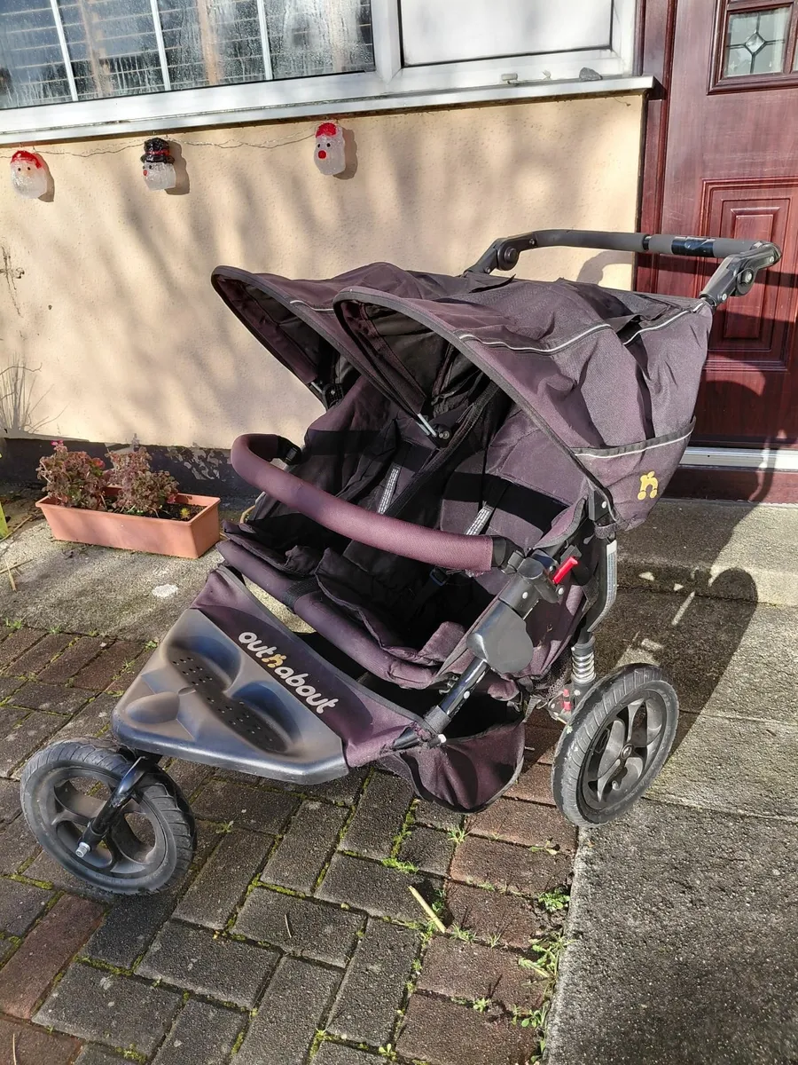 Out n About Double Buggy with rain cover & basket - Image 1