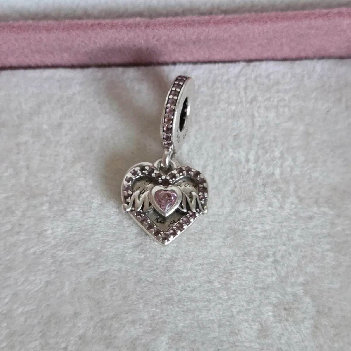 Pandora heart/mom dangle charm cz pink - Image 2