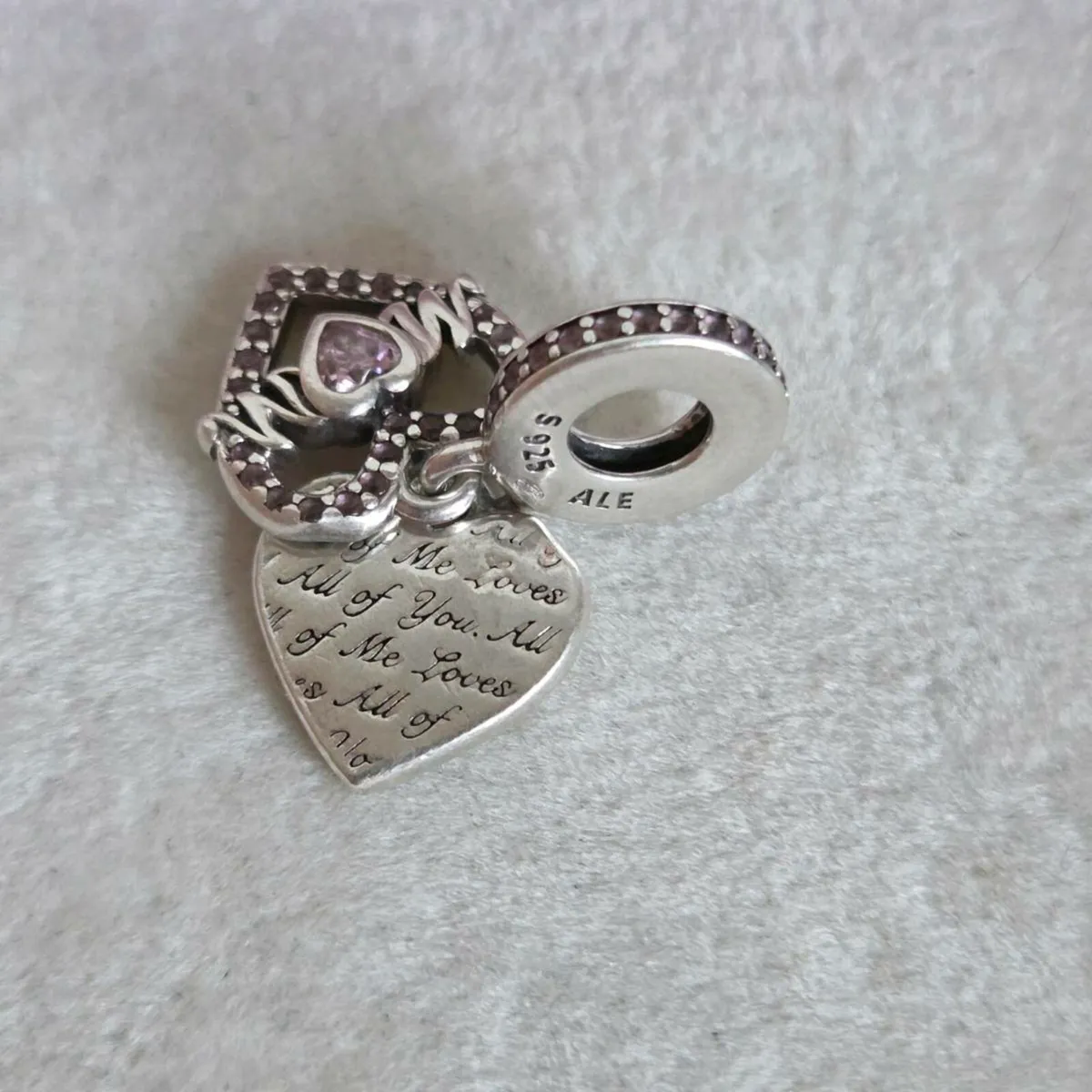 Pandora heart/mom dangle charm cz pink - Image 4