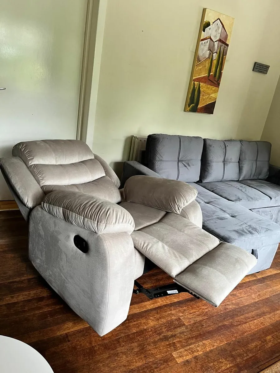 Single Chair Fabric Recliner Sofa Brown - Image 3