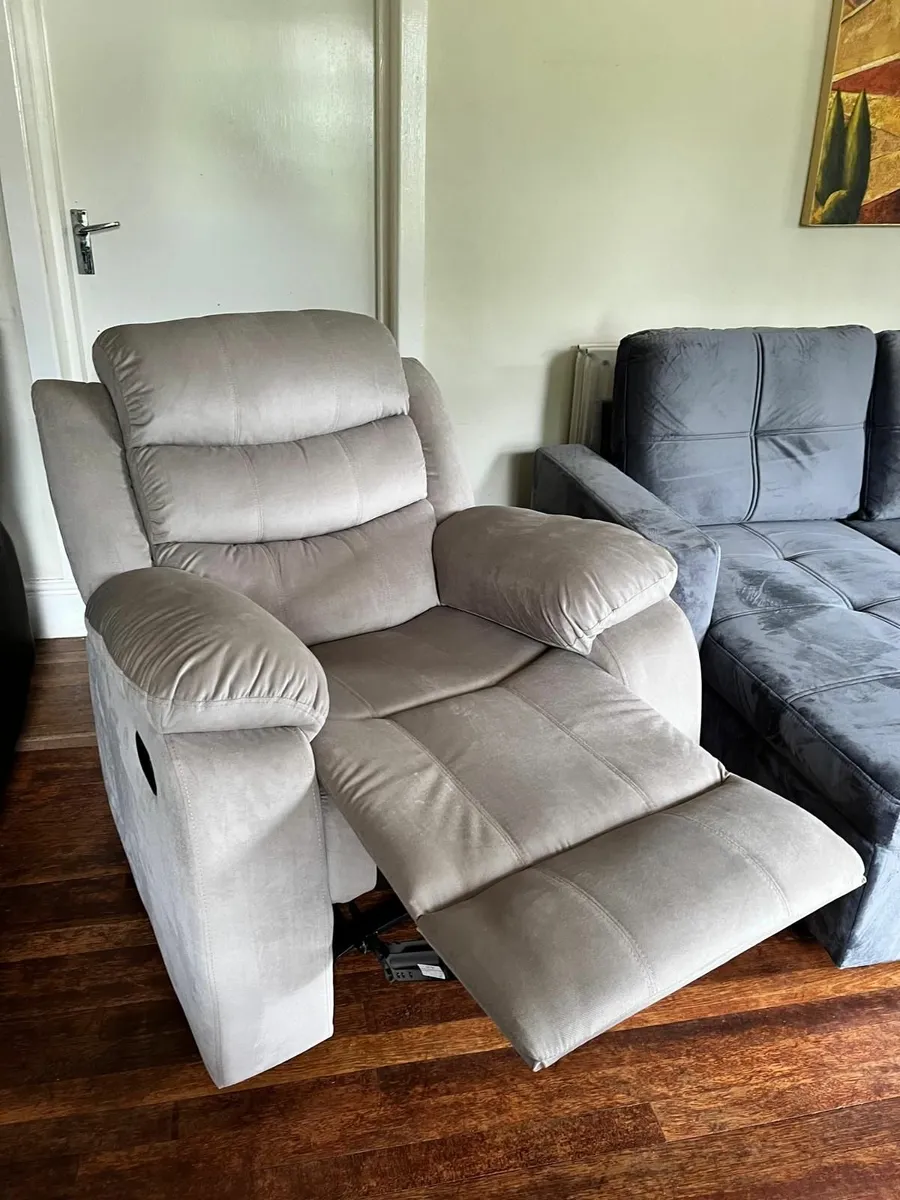 Single Chair Fabric Recliner Sofa Brown - Image 2