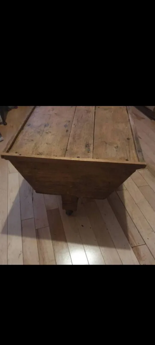 antique pitch pine industrial coffee table - Image 3