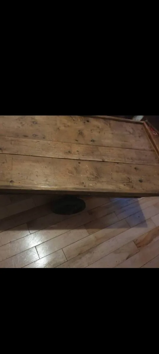 antique pitch pine industrial coffee table - Image 2
