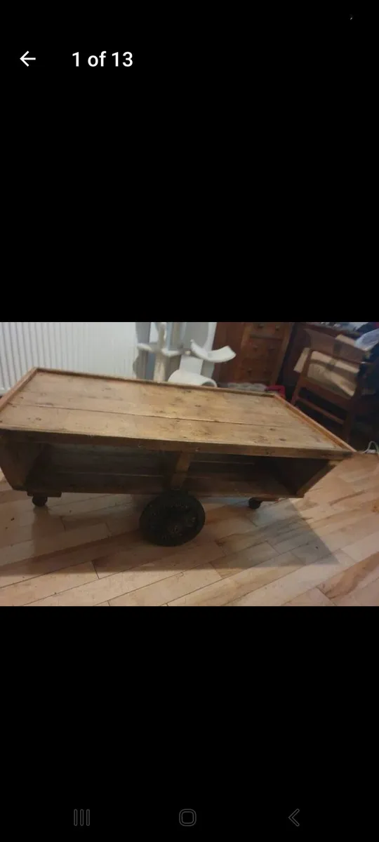 antique pitch pine industrial coffee table - Image 1