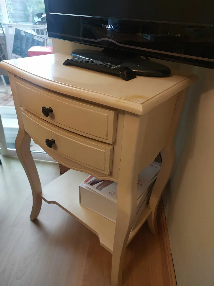 Cream wooden console table - 2 drawers - Image 1