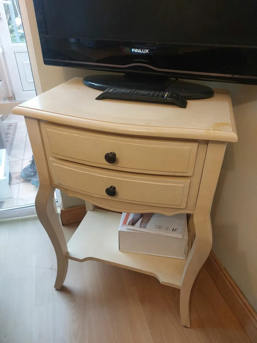 Cream wooden console table - 2 drawers - Image 2