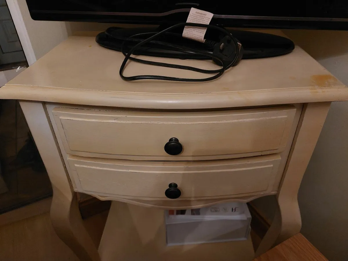 Cream wooden console table - 2 drawers - Image 3