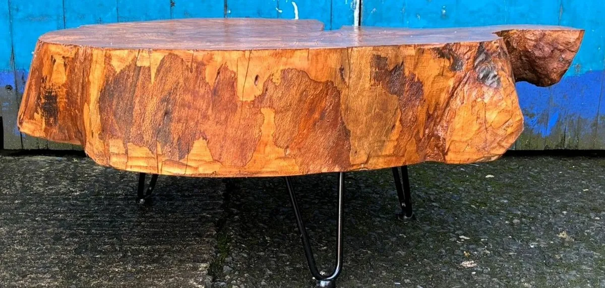 LIVE EDGE WOOD TABLE & STOOL - Image 2