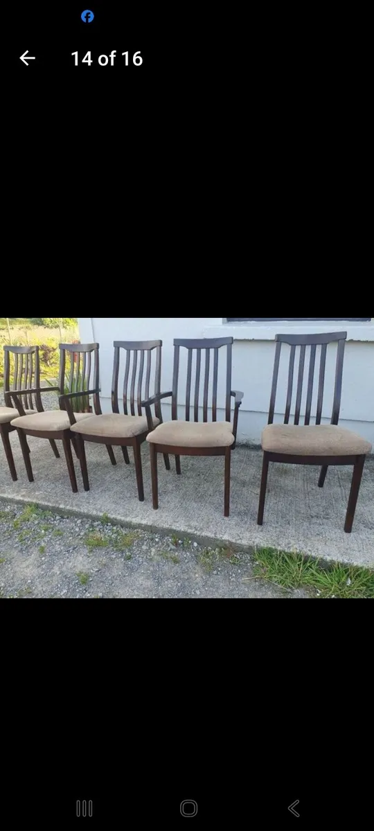 mid century teak dining chairs x5 - Image 2
