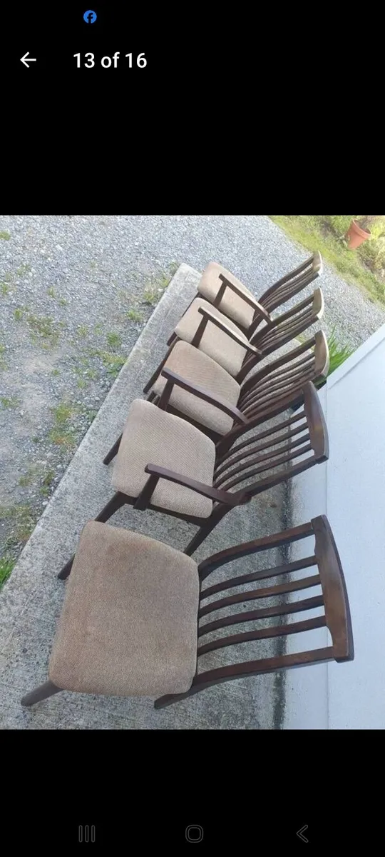 mid century teak dining chairs x5 - Image 3