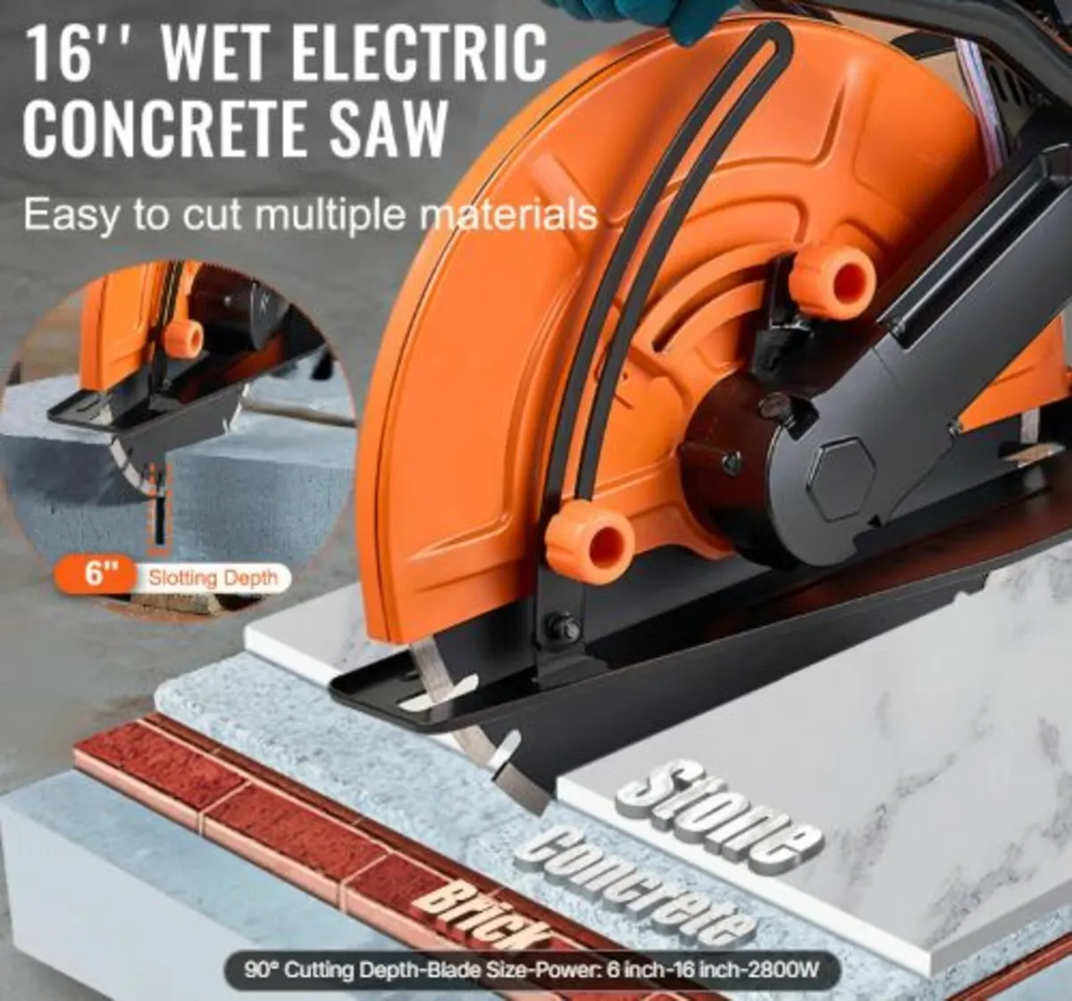 16"/40.6cm Electric Concrete Saw Wet/Dry Saw Cutte - Image 2