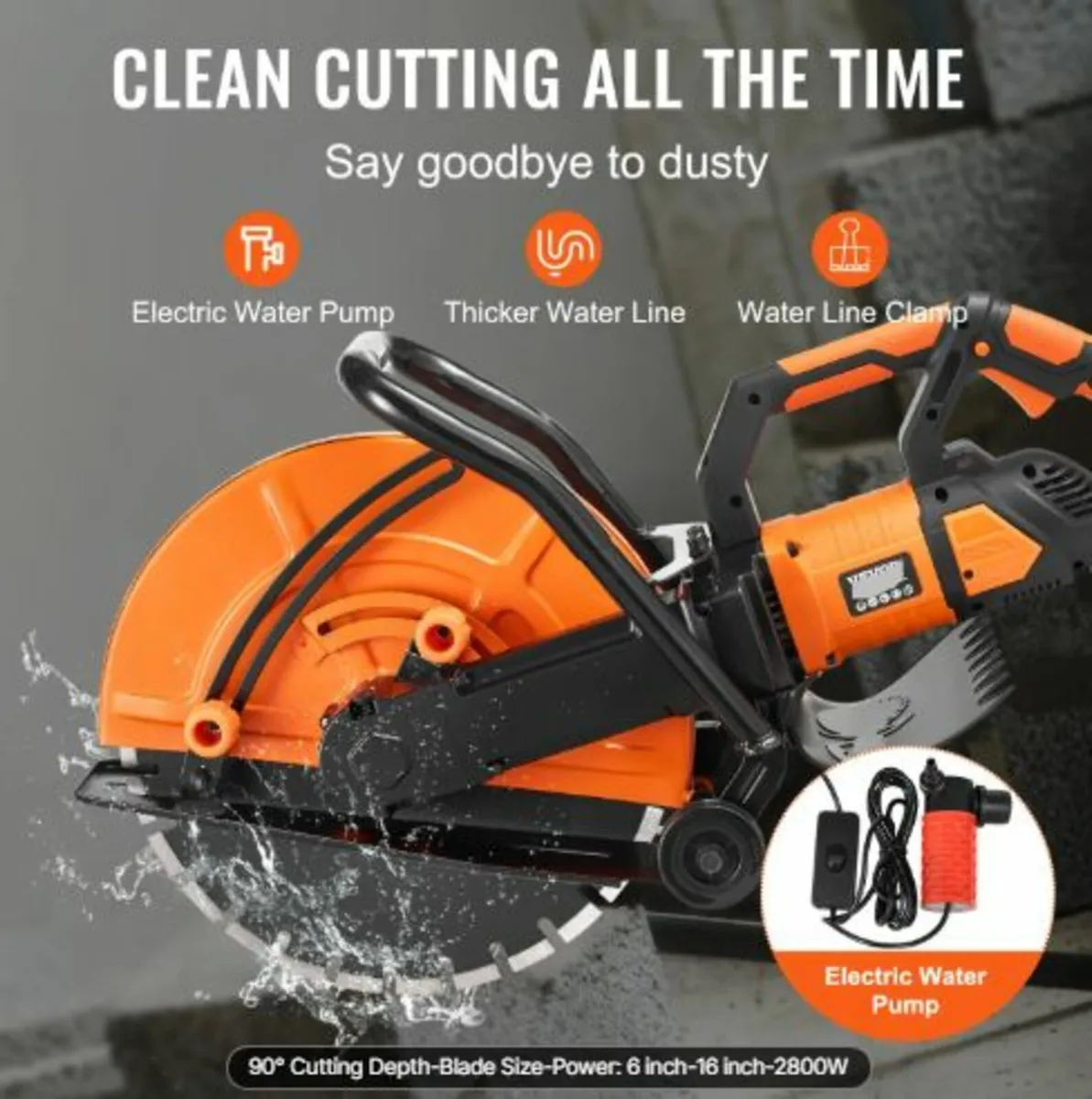 16"/40.6cm Electric Concrete Saw Wet/Dry Saw Cutte - Image 3