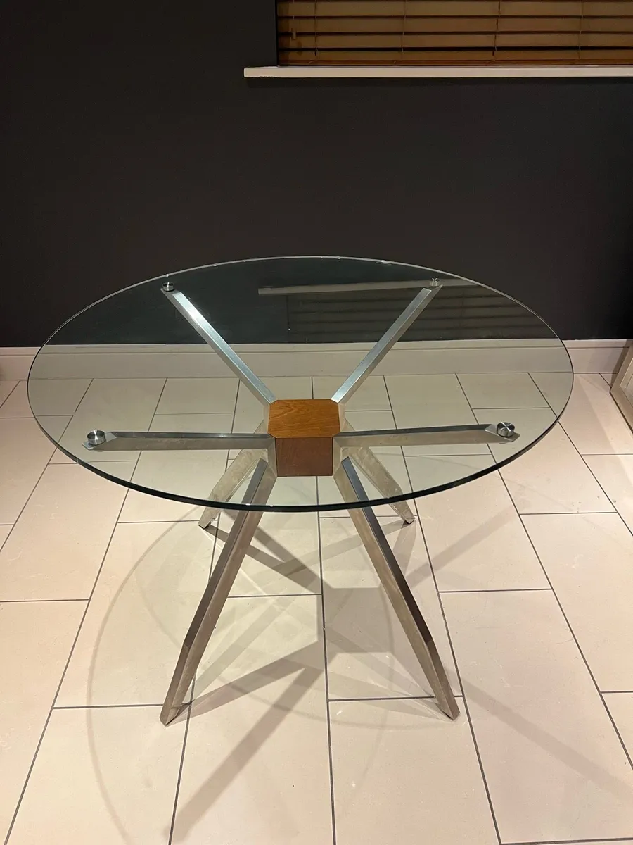 Modern Round Glass Dining Table – 100cm (Seats 4) - Image 1