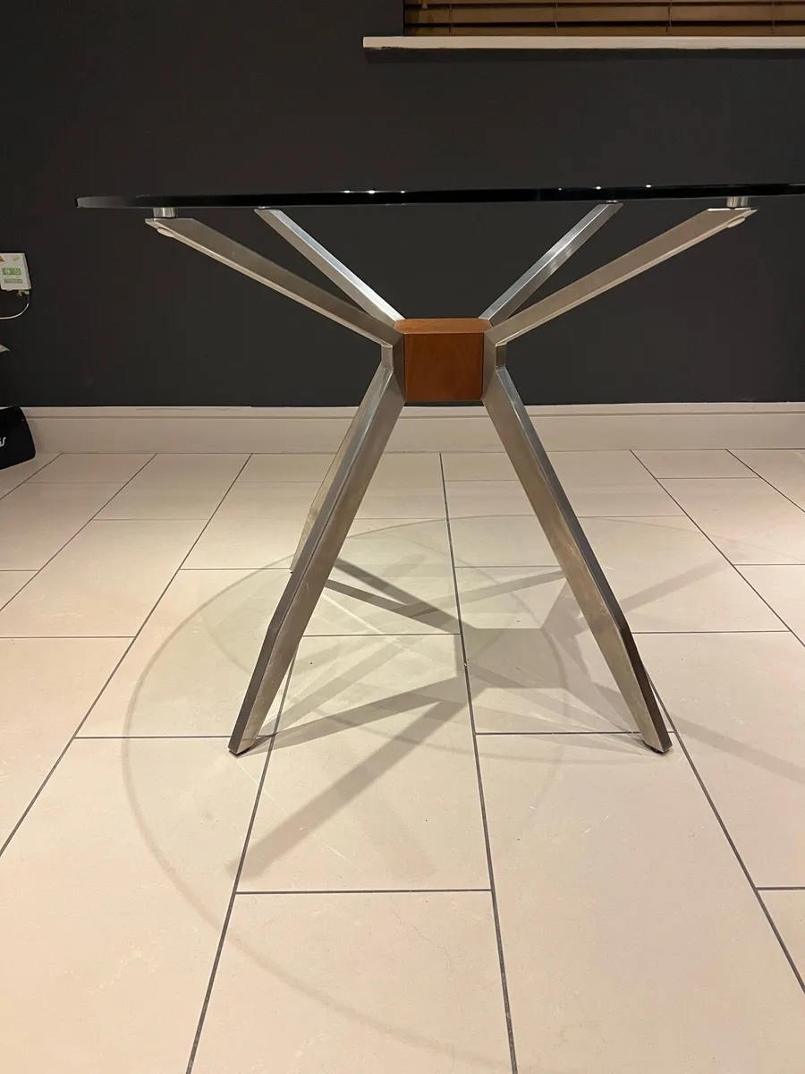 Modern Round Glass Dining Table – 100cm (Seats 4) - Image 2