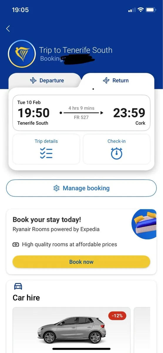 Cork to Tenerife return flight - Image 1