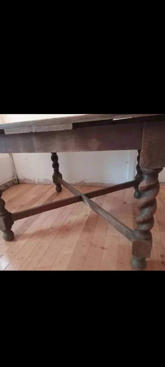 irish antique oakdrawleaf table barley twist legs - Image 3
