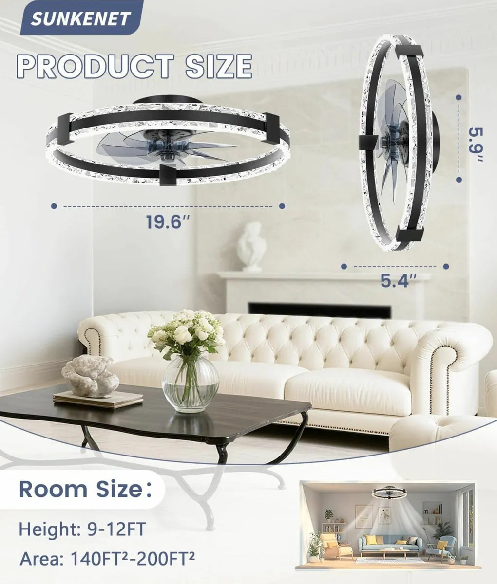 Ceiling Fans with Lights and Remote 50cm LED Fan - Image 2