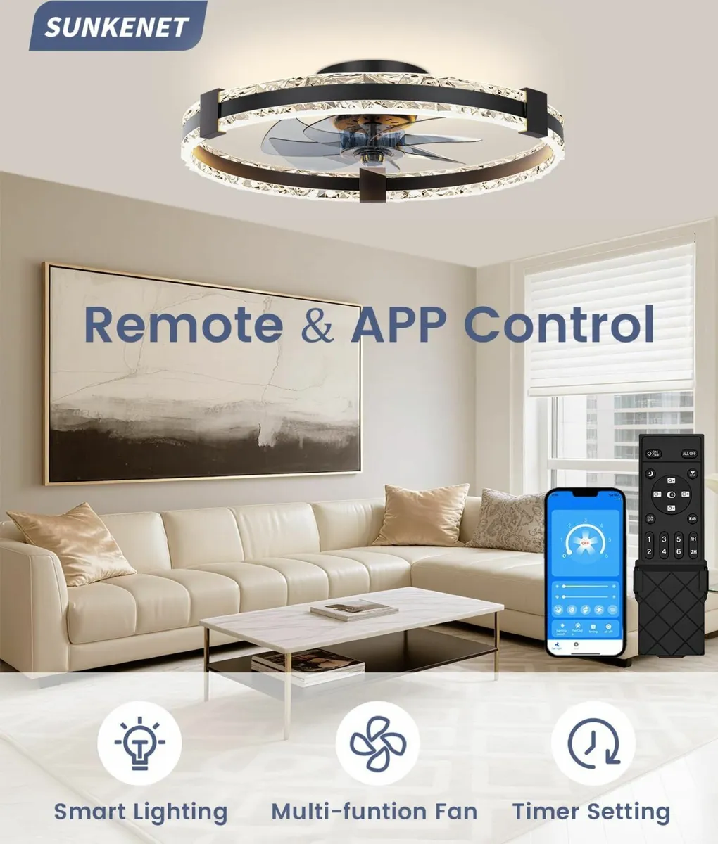 Ceiling Fans with Lights and Remote 50cm LED Fan - Image 4