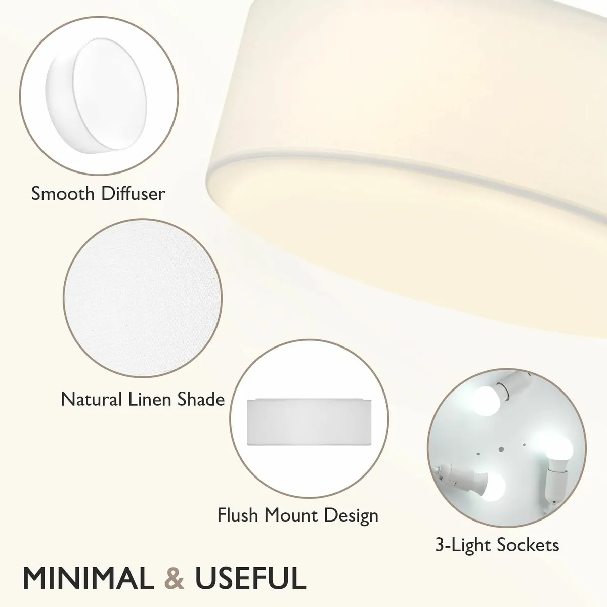 18-Inch Large Flush Mount Ceiling Light Fixture - Image 3