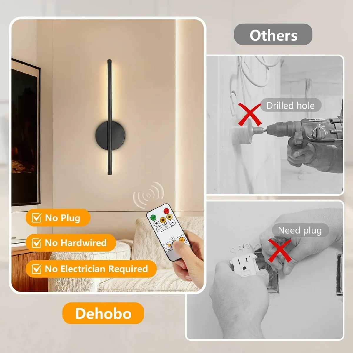 Rechargeable Wall Lights Battery Operated 3 Color - Image 2