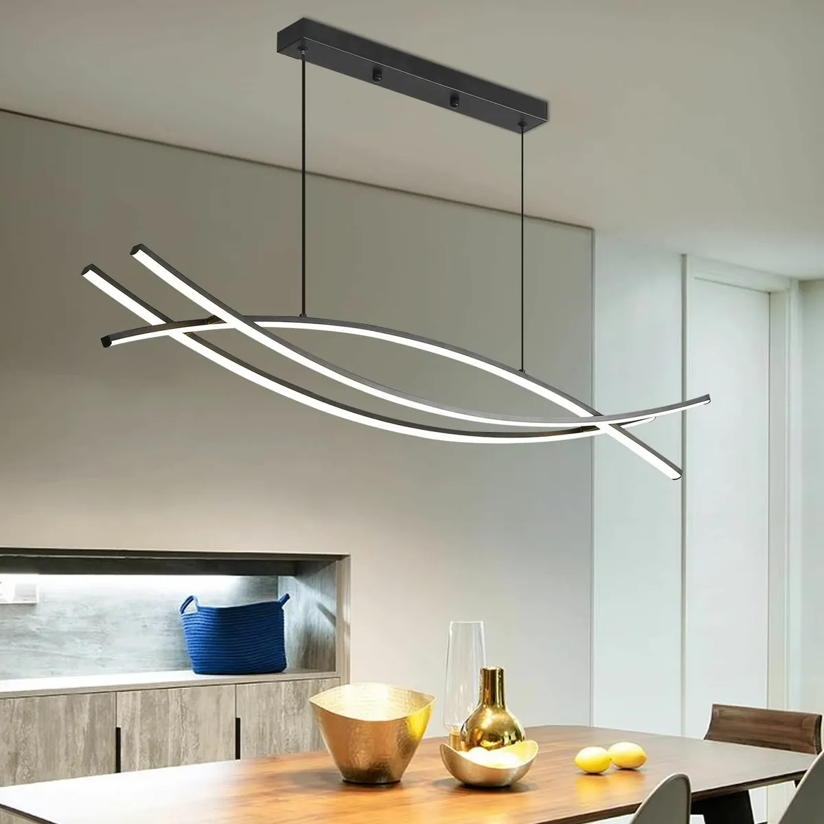 120CM Adjustable Pendant Light Black Modern LED - Image 1