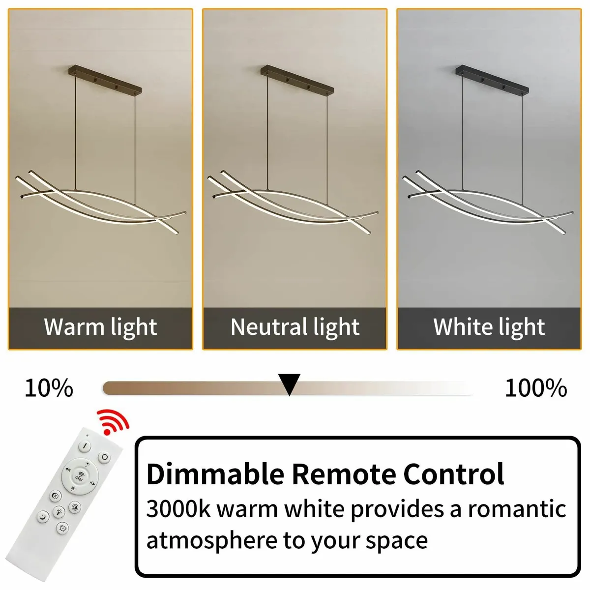 120CM Adjustable Pendant Light Black Modern LED - Image 3