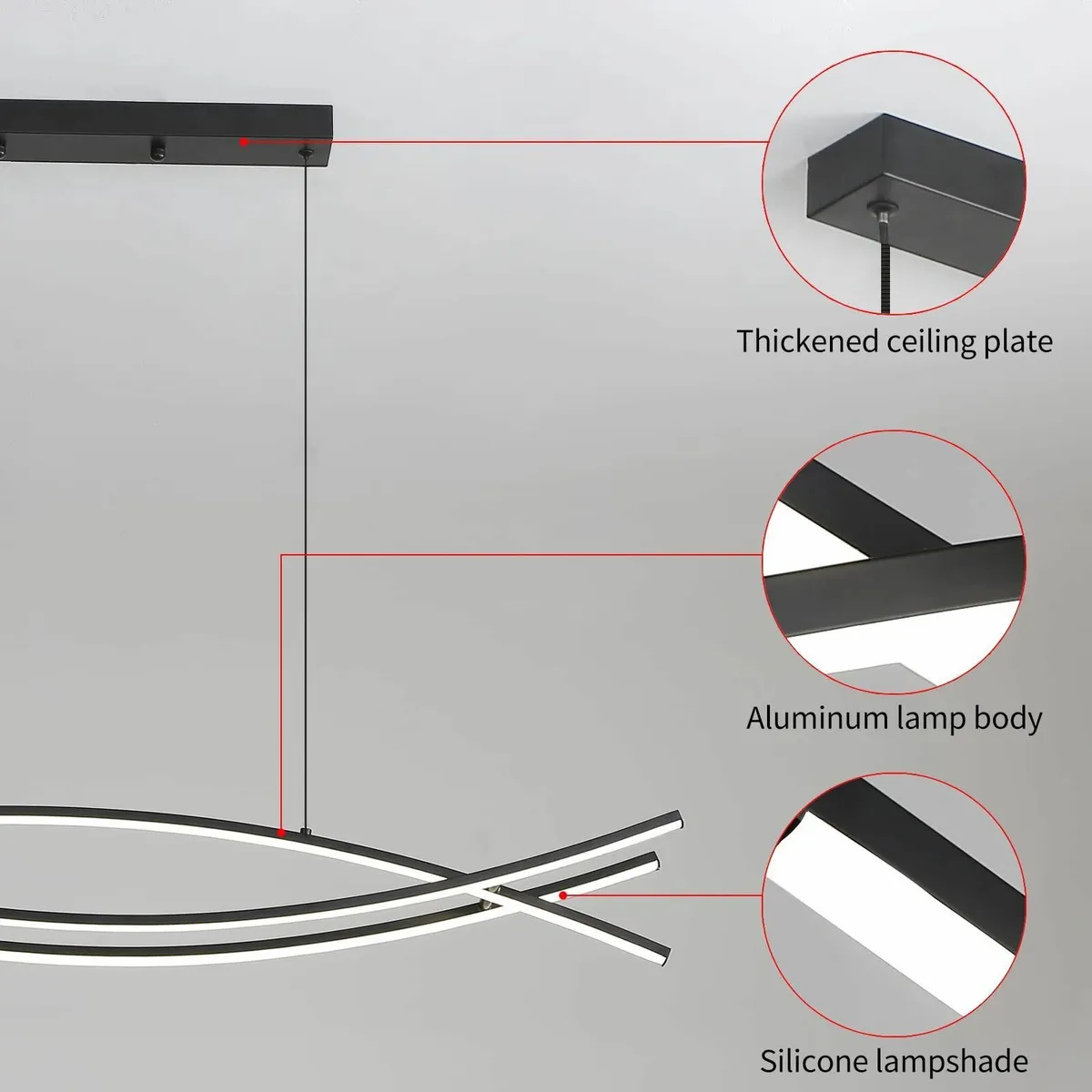 120CM Adjustable Pendant Light Black Modern LED - Image 4