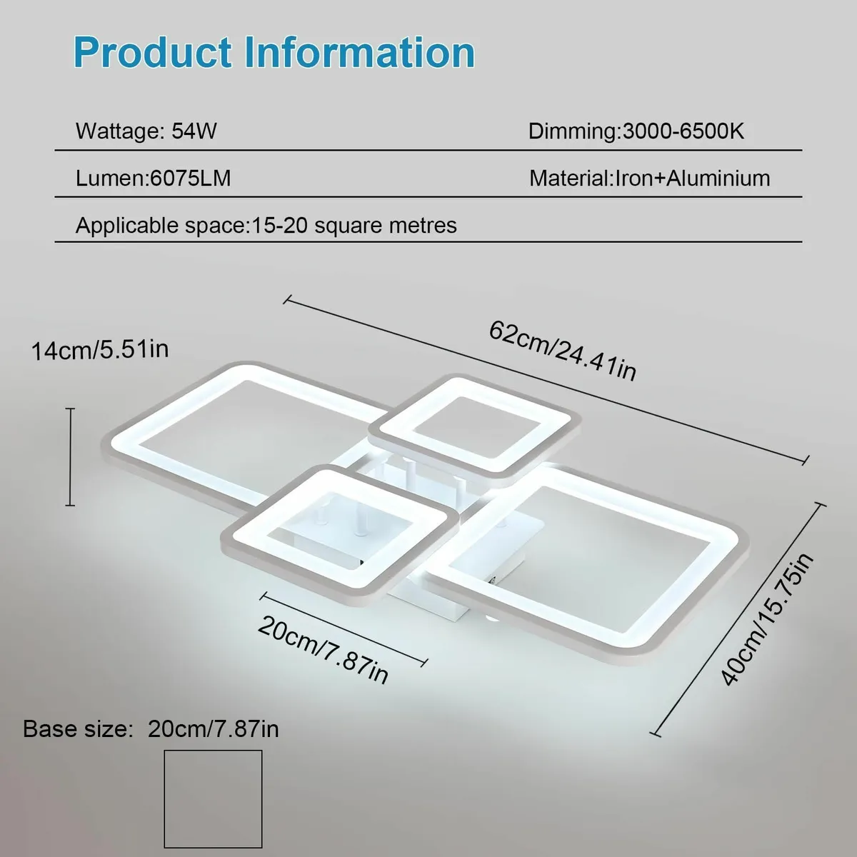 LED Ceiling Light Dimmable 62CM 54W 6075LM - Image 4