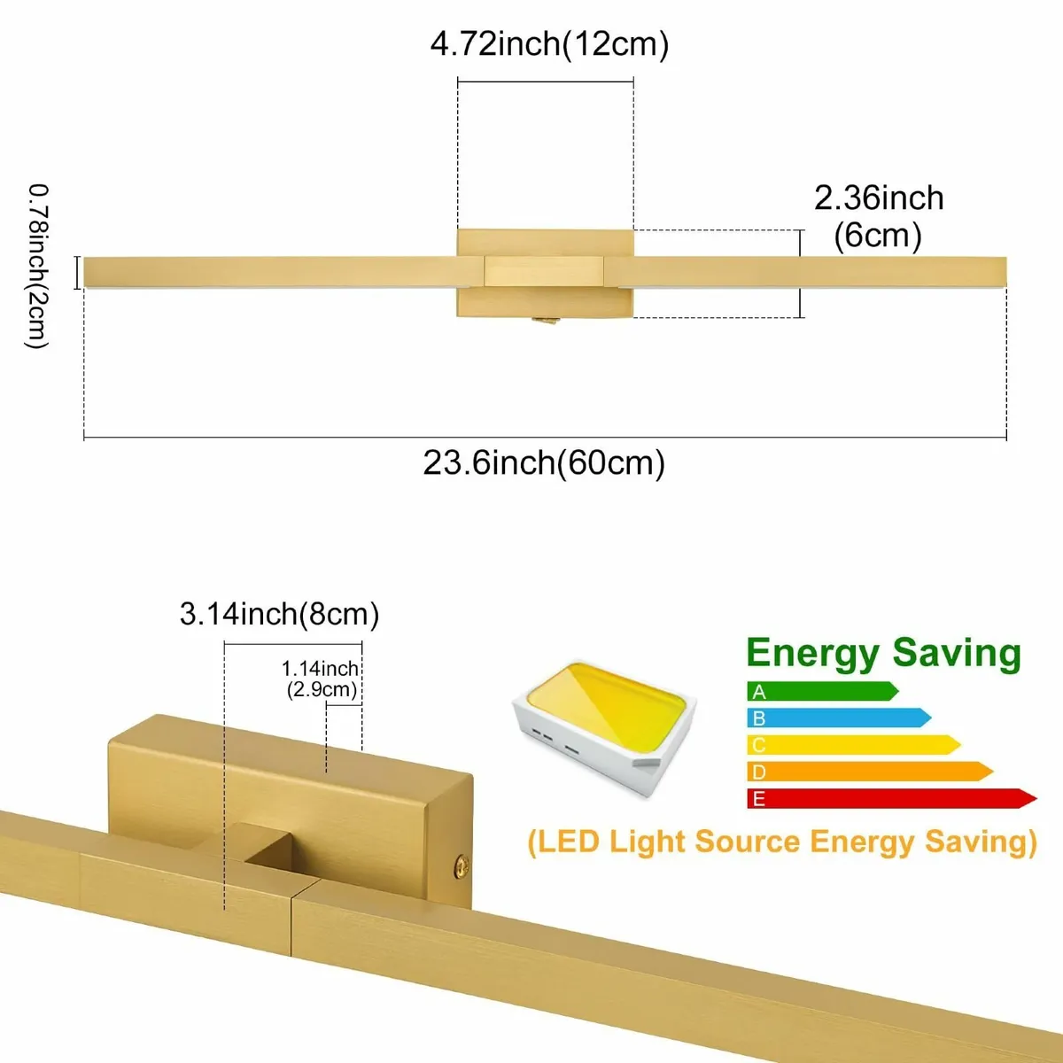 Wall Lights Gold LED Sconce Light 360degrees - Image 3
