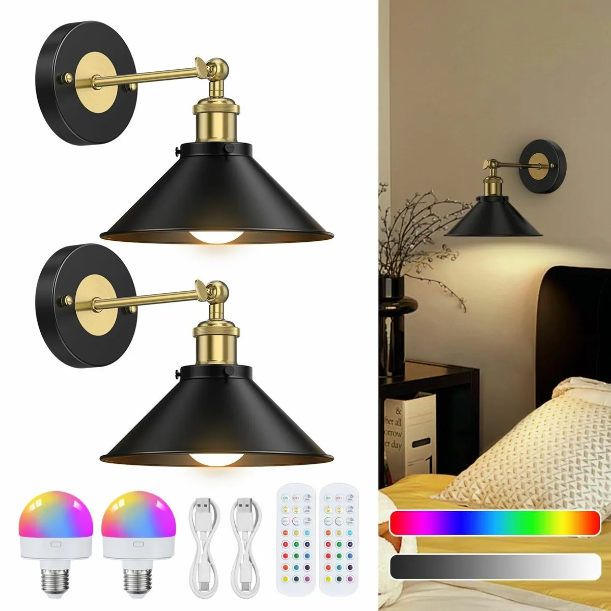 Battery Operated Wall Light Rechargeable Lights - Image 1