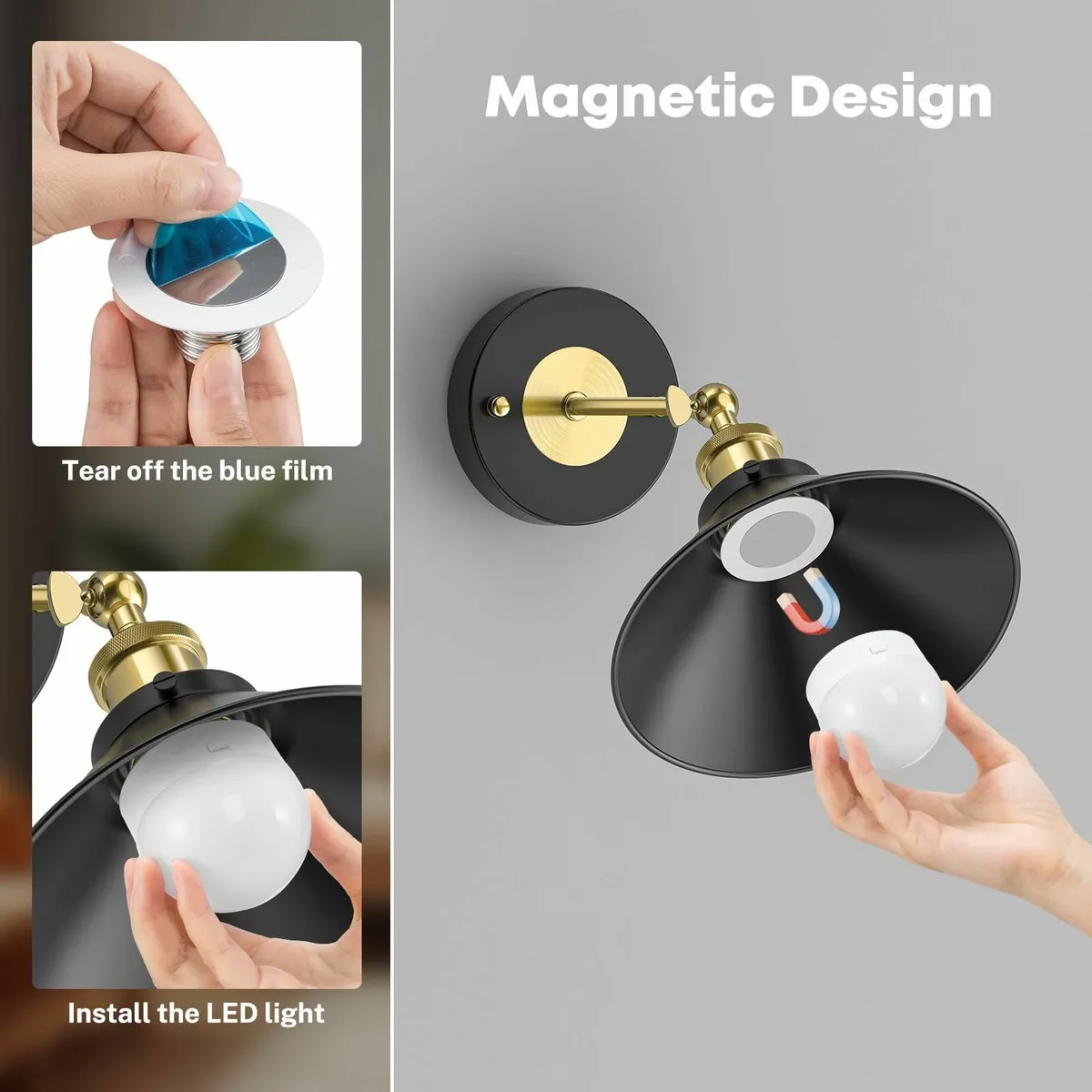 Battery Operated Wall Light Rechargeable Lights - Image 3