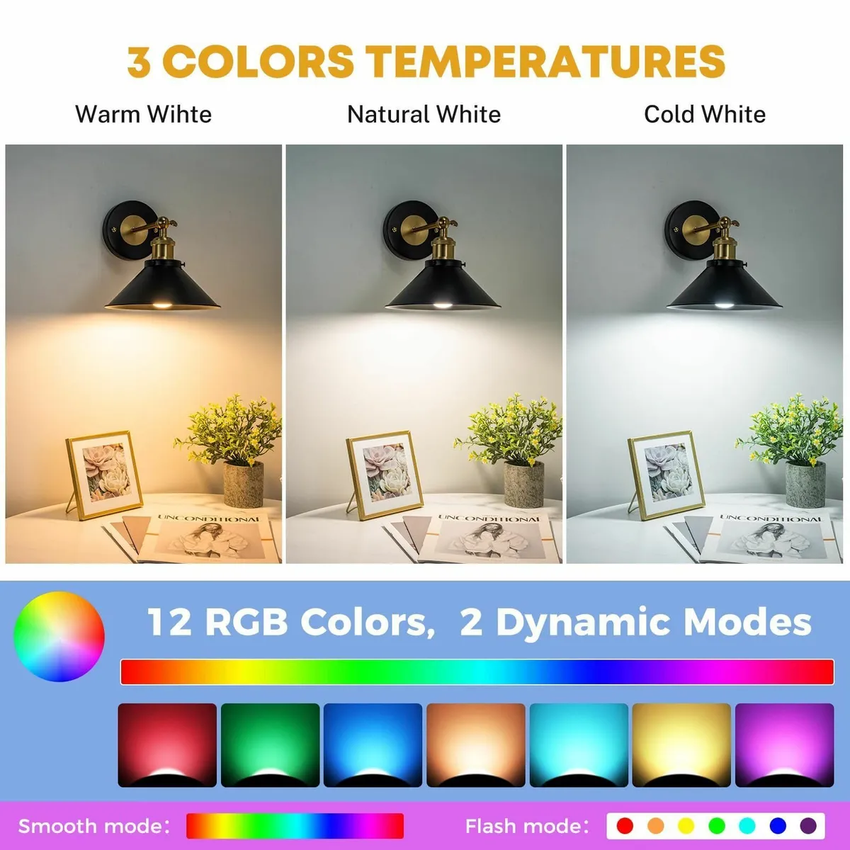 Battery Operated Wall Light Rechargeable Lights - Image 4