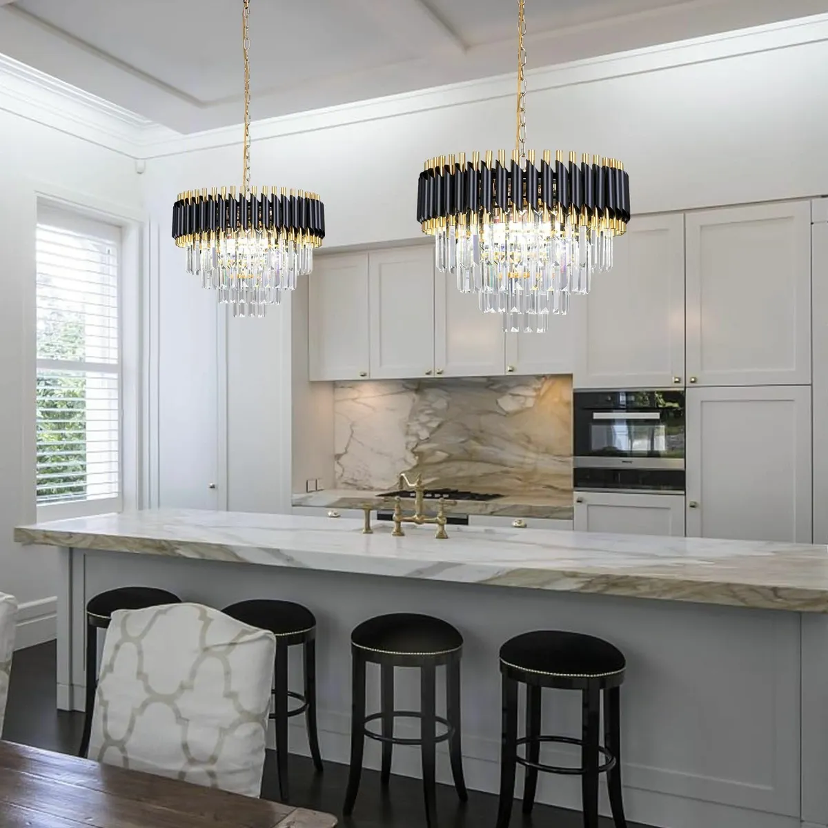 20 Crystal Chandelier Black and Gold Flush Mount - Image 4