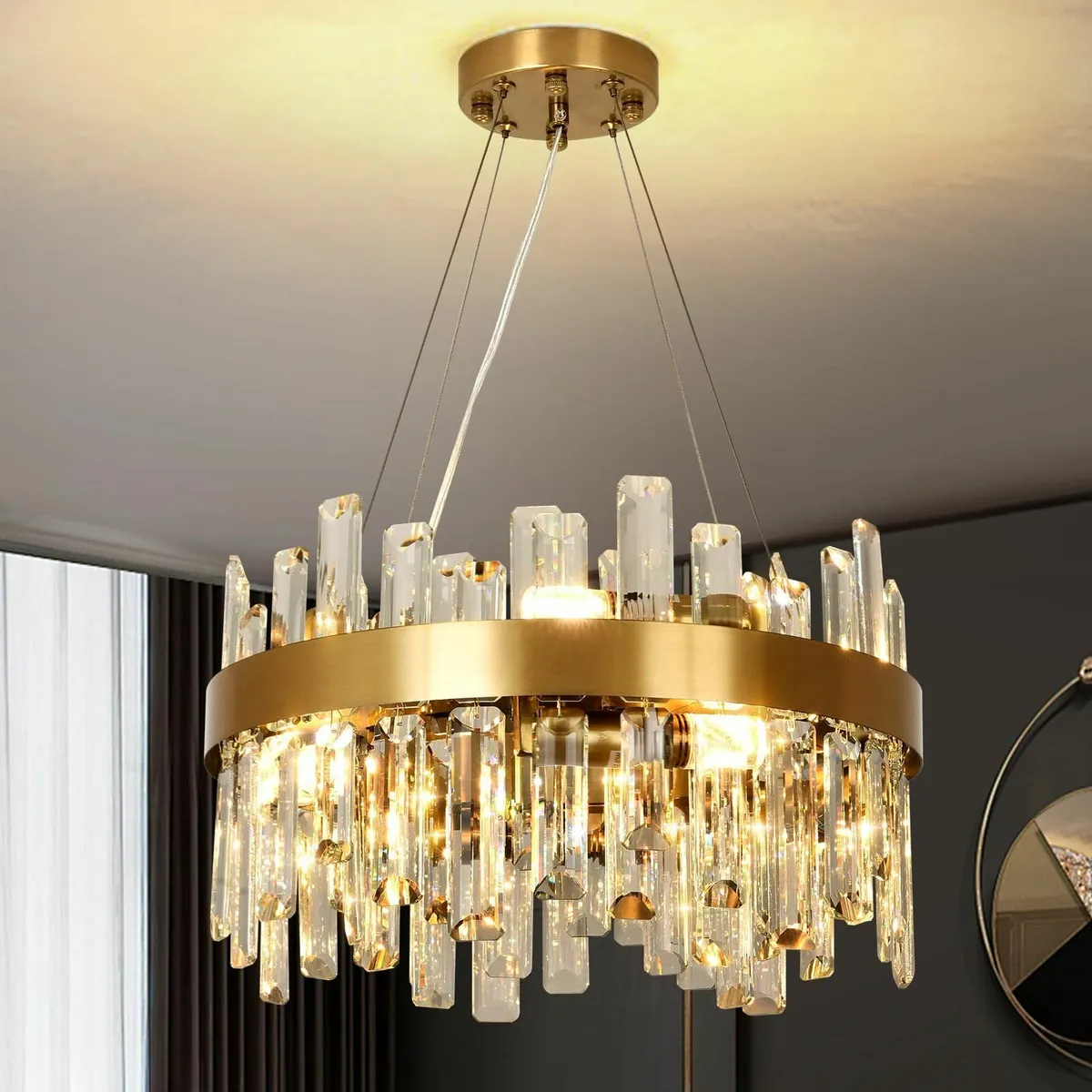Modern Crystal Gold Chandelier Round Pendant Lamp - Image 1