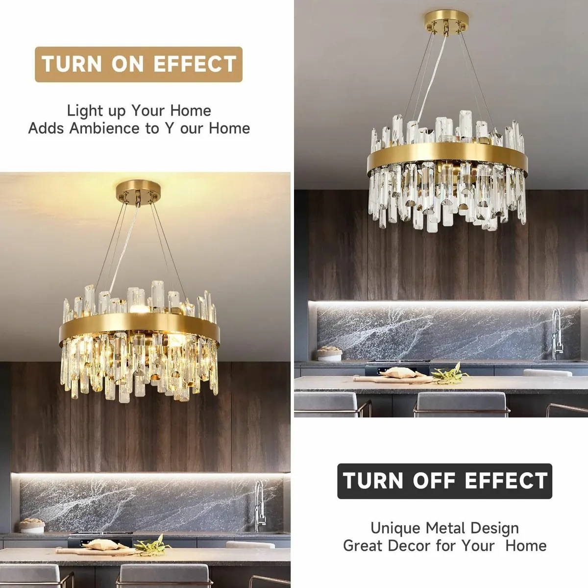 Modern Crystal Gold Chandelier Round Pendant Lamp - Image 2