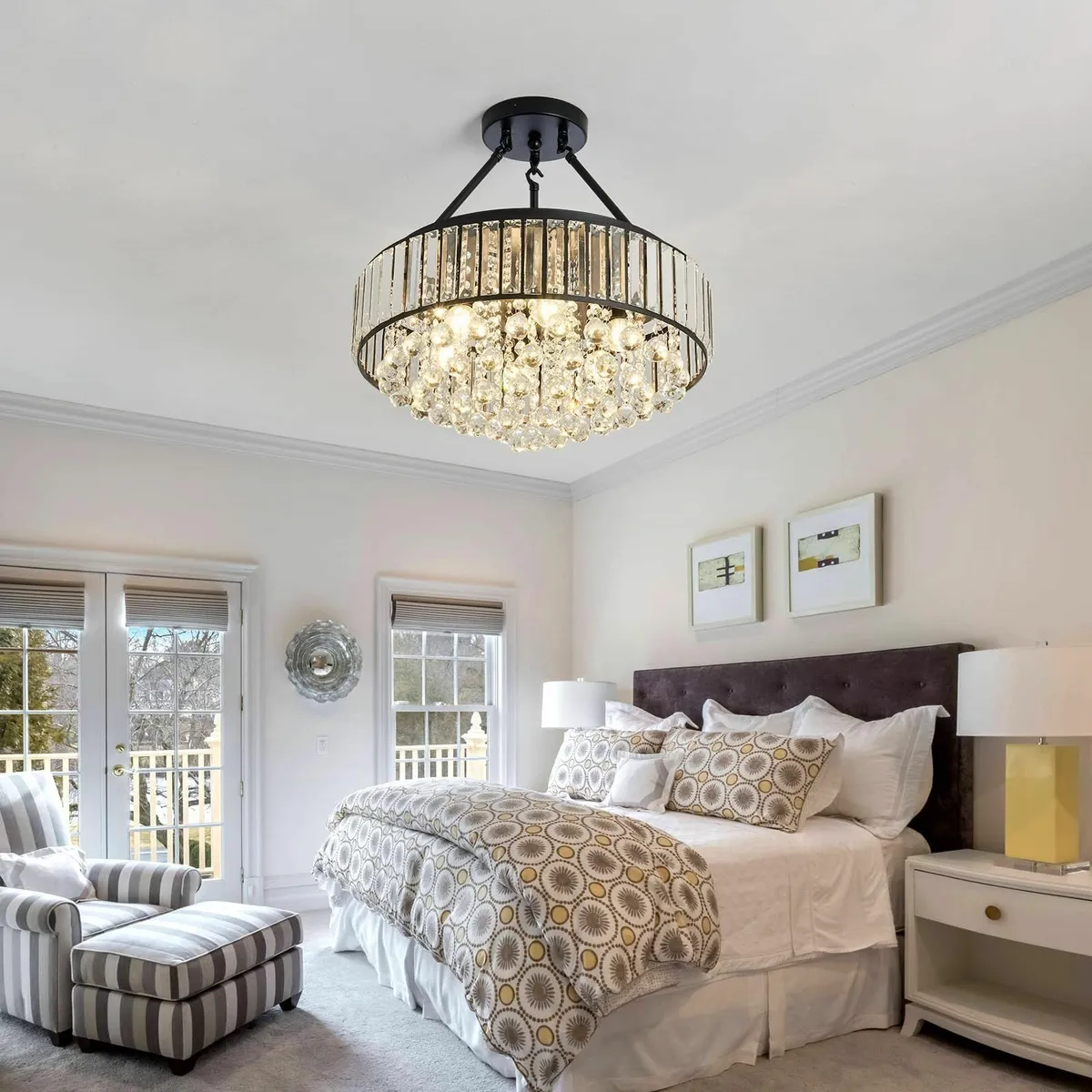 6-Lights Modern Crystal Chandelier Black Metal - Image 4