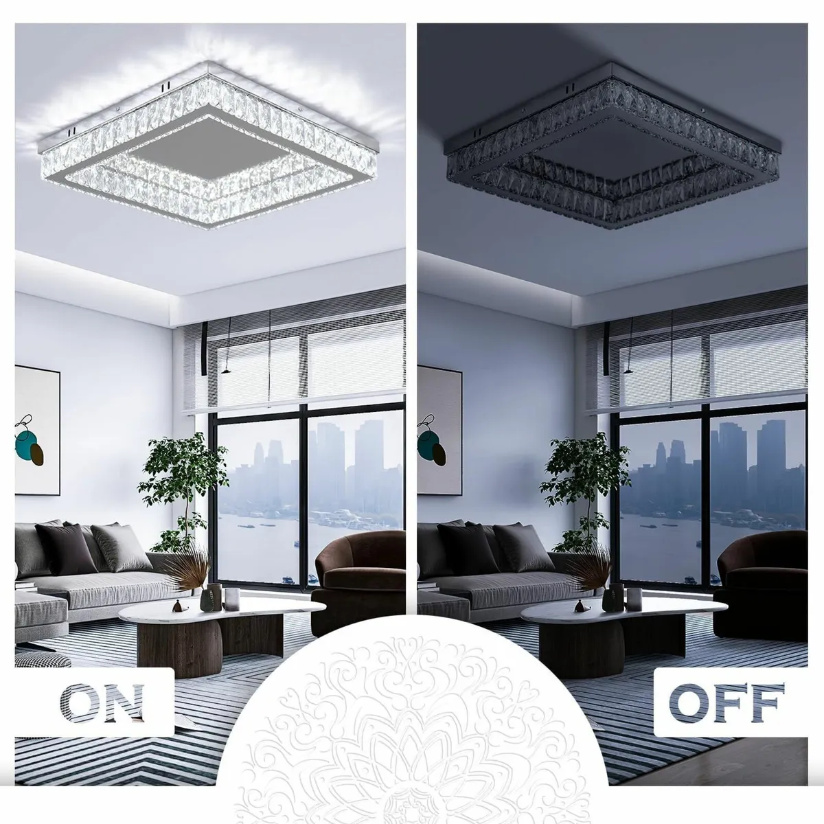 Modern Square Crystal LED Ceiling Lights 17.7 - Image 4