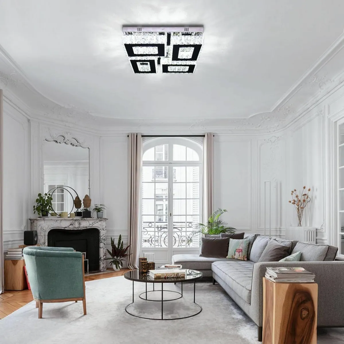 13.1 Square Crystal Ceiling Light Flush Mount - Image 2