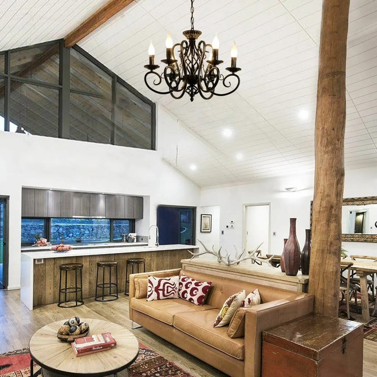 Pendant Chandelier Wrought Iron Antique Looking - Image 2