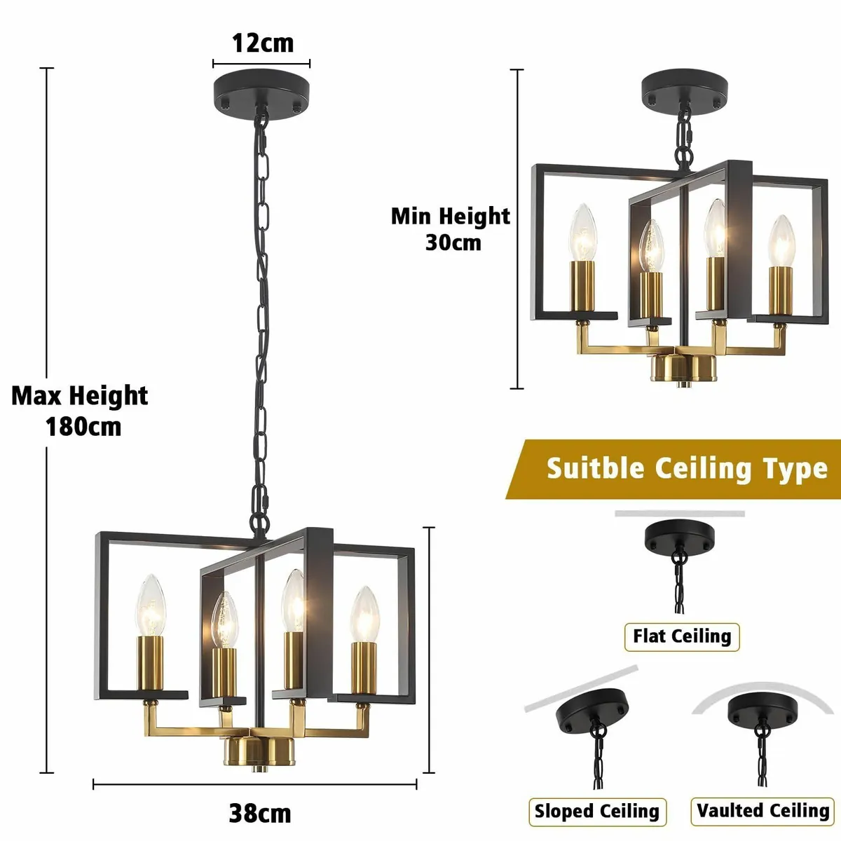 Modern Chandeliers Ceiling Light Industrial Gold - Image 4
