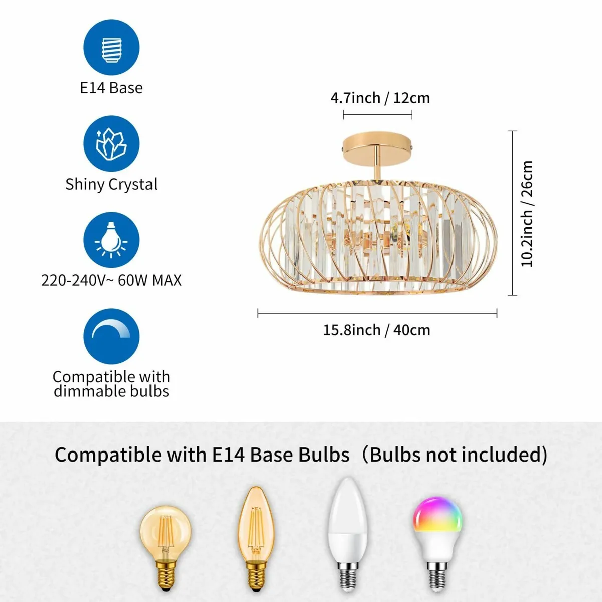 Gold Chandelier Light Shade Ceiling Lights Living - Image 3