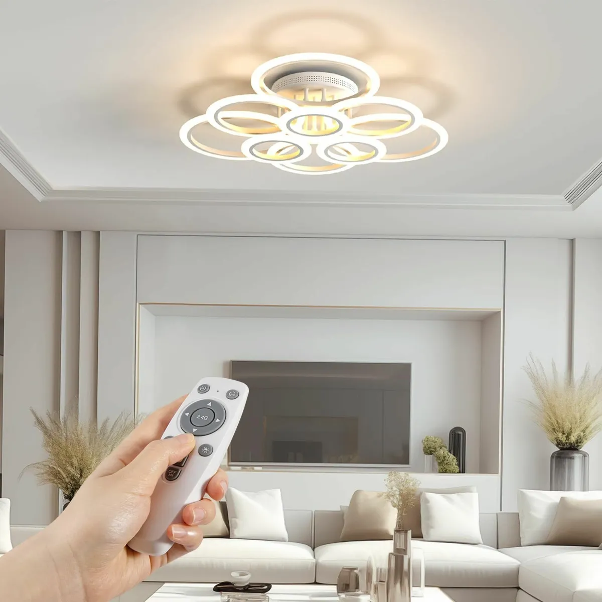 120W Living Room Lights Ceiling 9 Ring 10800lm - Image 1