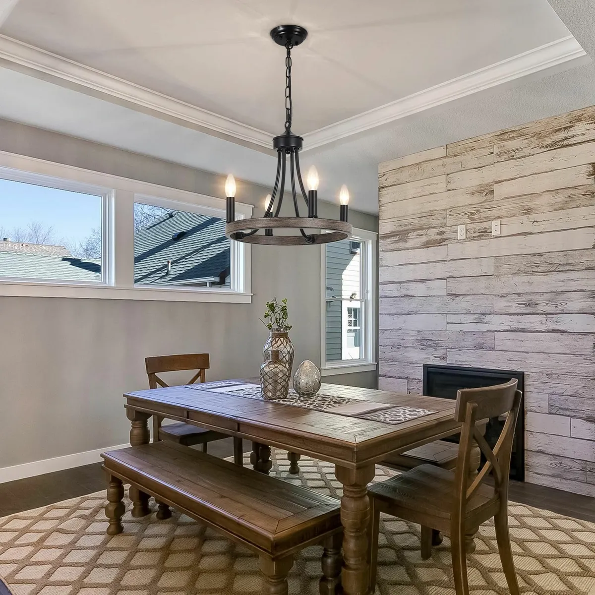 Black Chandelier 4 Lights Chandeliers Ceiling - Image 2