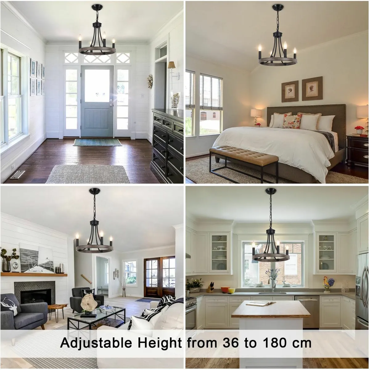 Black Chandelier 4 Lights Chandeliers Ceiling - Image 4